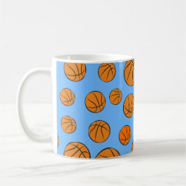 Basketball Balls Muster auf blauem Hintergrund Kaffeetasse