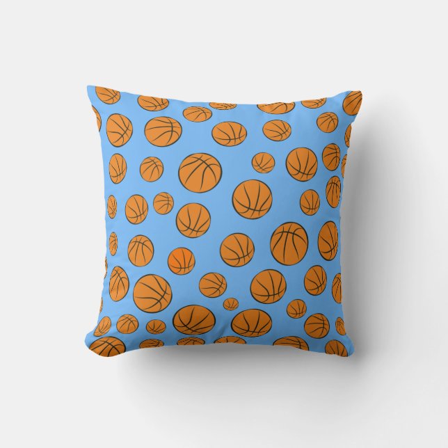 Basketball Balls Muster auf blauem Hintergrund Kissen (Vorderseite)