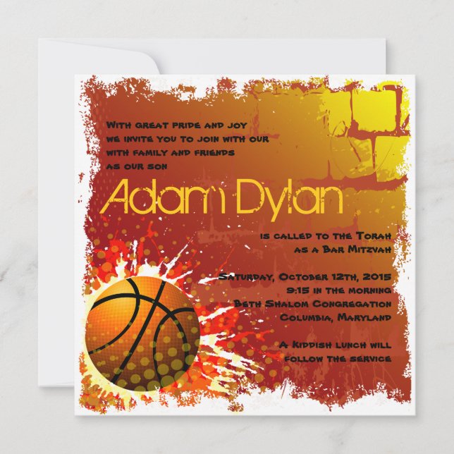 Basketball Bar Mitzvah Einladung (Vorderseite)