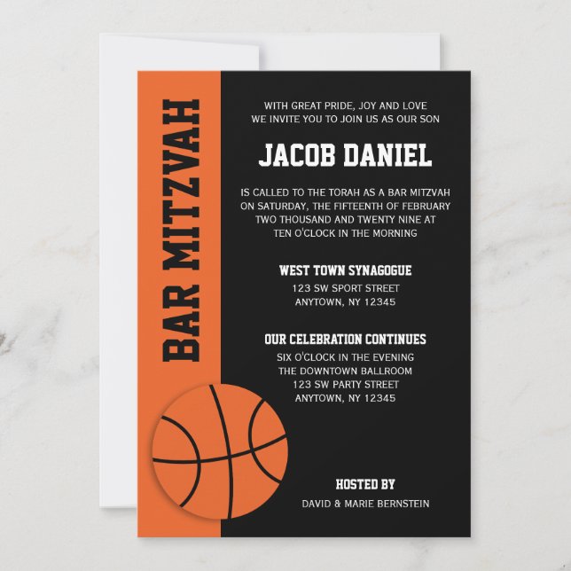 Basketball Bar Mitzvah Einladung (Vorderseite)