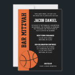 Basketball Bar Mitzvah Einladung<br><div class="desc">Moderne orange und schwarz Basketball Thema Bar Mitzvah Einladungen. Persönlich für Ihre Veranstaltung.</div>