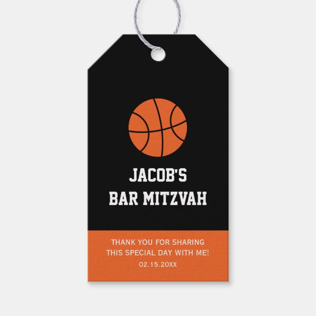 Basketball Bar Mitzvah Geschenkanhänger (Vorderseite)