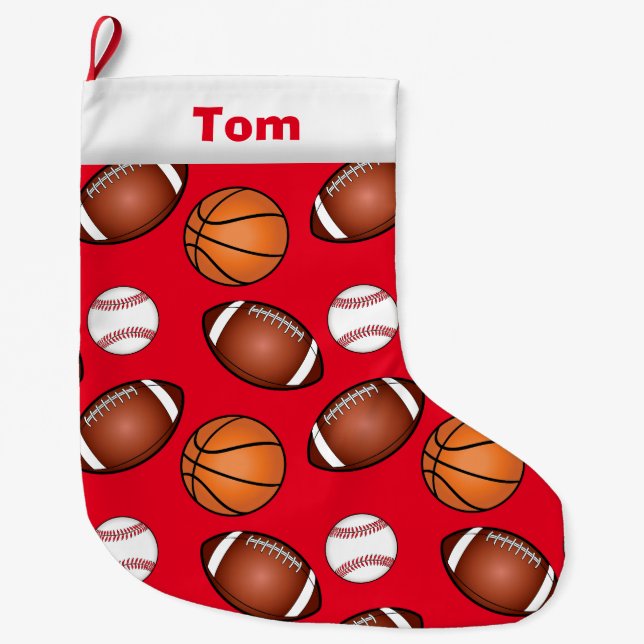 Basketball-Baseball-Fußball kundengerecht Großer Weihnachtsstrumpf (Vorderseite)