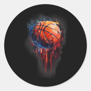 Basketball Basketball Basketball Hoop Wasserfarben Runder Aufkleber