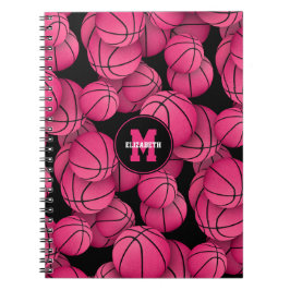 Basketball-Basketball mit personalisiertem schwarz Notizblock