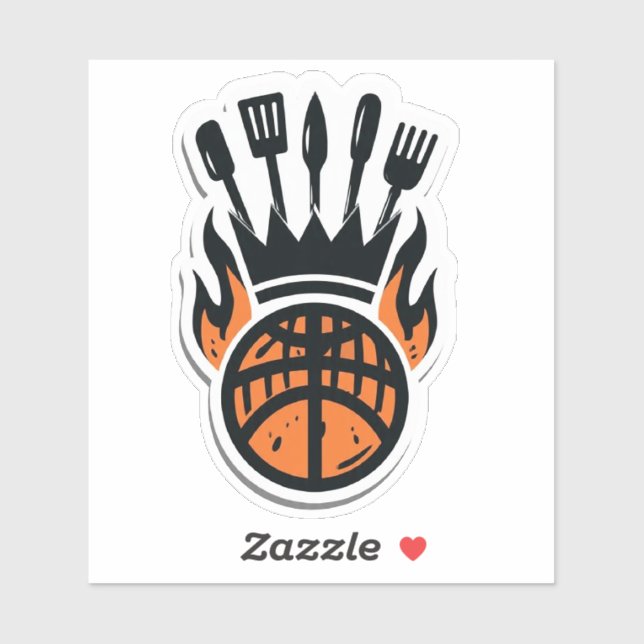Basketball & BBQ im Hinterhof Aufkleber (Blatt)