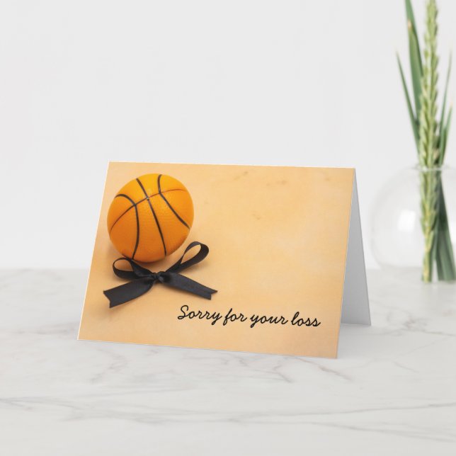 Basketball-Beileid mit schwarzer Schleife, Entschu Karte (Vorderseite)