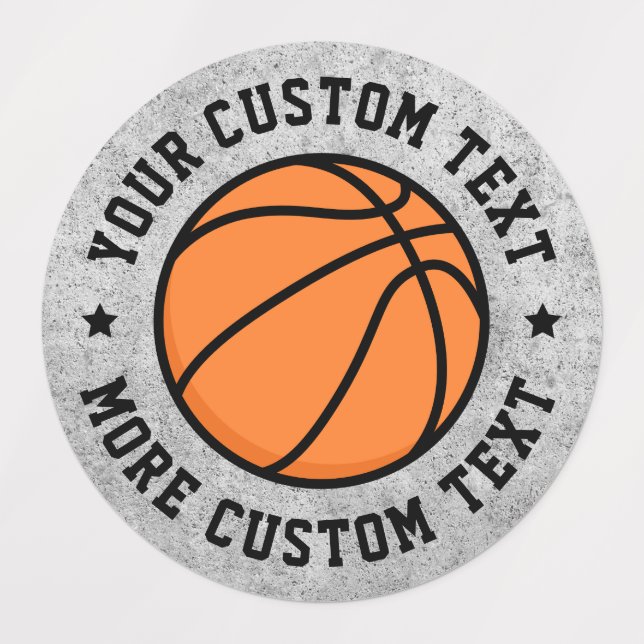Basketball-benutzerdefinierte Textmarkierungen Etiketten (Design 1)