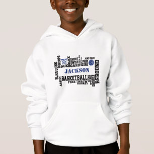 Basketball benutzerdefinierter Name Wortwolke Schw Hoodie