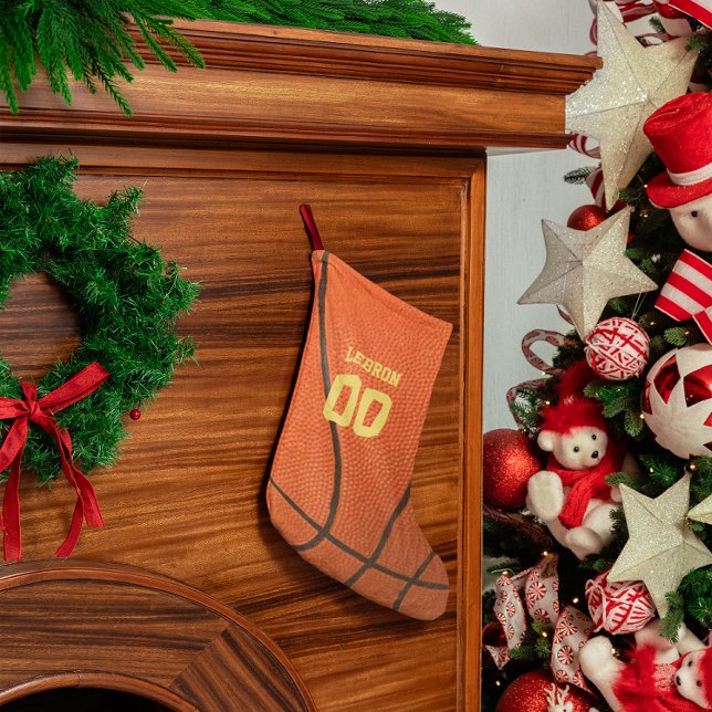Basketball-Beschaffenheits-personalisierter Kleiner Weihnachtsstrumpf (Von Creator hochgeladen)