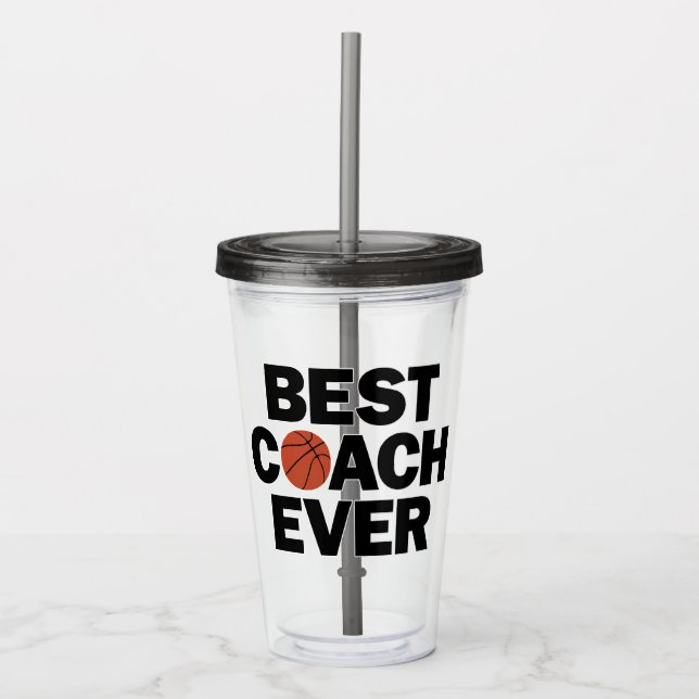Basketball Bester Coach je Spaß Sport Acryltrinkbecher (Vorderseite)