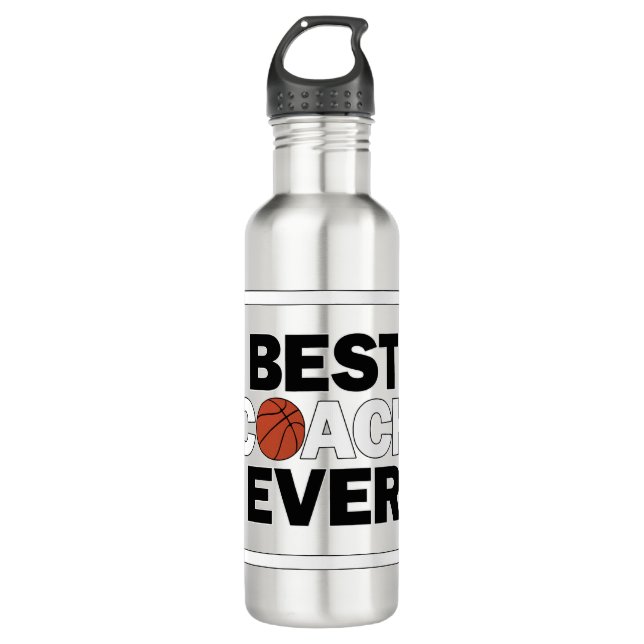 Basketball Bester Coach Jeden Spaß Sportwagen Edelstahlflasche (Vorderseite)
