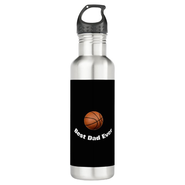 Basketball Bester Vater je nach Kundenwunsch Edelstahlflasche (Vorderseite)