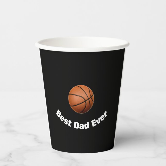Basketball Bester Vater je nach Kundenwunsch Pappbecher (Vorderseite)
