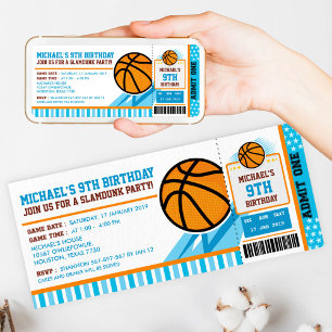 Basketball Billets Pass Anniversaire Invitation