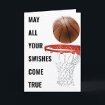 Basketball Birthday Funny Karte<br><div class="desc">Kreative Basketball-Geburtstagskarte mit Basketballdesign und lustiger Linie für Ball-, Coach- oder Mannschaftssportfans. Text bearbeiten, um Namen hinzuzufügen.</div>