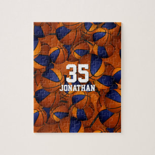 Basketball, blau-orange Jungs Mädchen Mannschaftsf