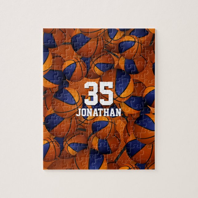 Basketball, blau-orange Jungs Mädchen Mannschaftsf (Vertikal)