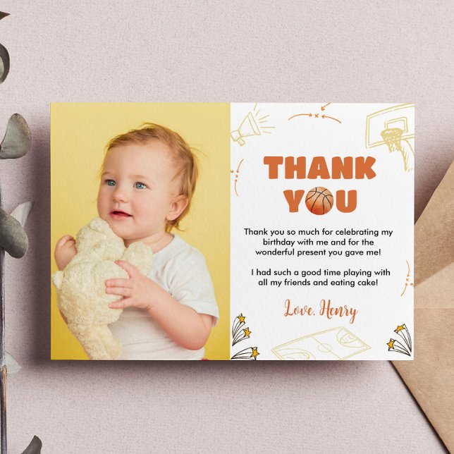 Basketball Boy Geburtstag Foto Danke Karte (Von Creator hochgeladen)