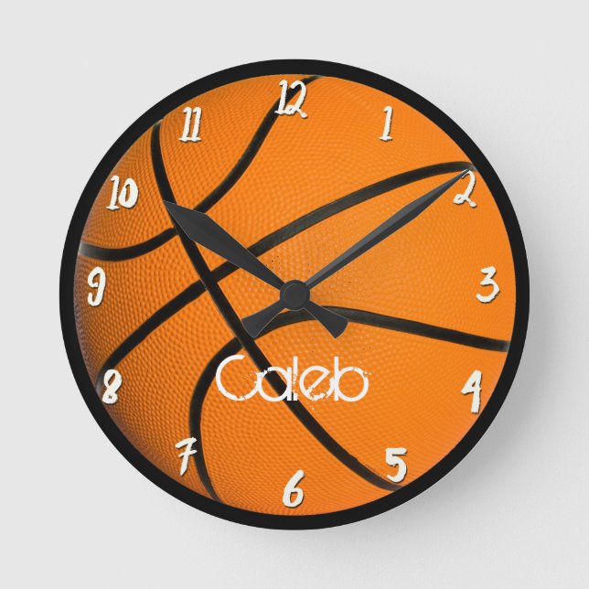 Basketball Boys BedRoom Personalized Custom Runde Wanduhr (Vorderseite)