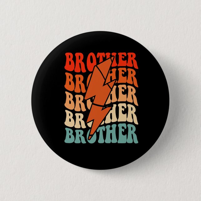 Basketball Brother Retro Groovy Blitzschlag Button (Vorderseite)