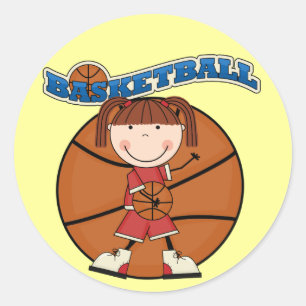 BASKETBALL brünette Mädchen-T - Shirts und Runder Aufkleber
