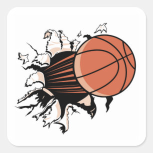Basketball Burst T - Shirt und Geschenke Quadratischer Aufkleber