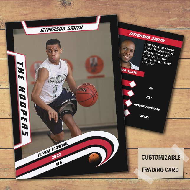 Basketball carte de commerce en rouge vif noir (Unleash the Future of Basketball Collectibles with the Basketball Trading Card in Lively Red Black)