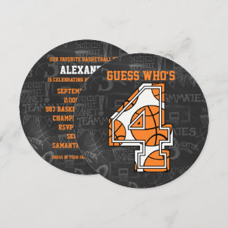 Basketball Chalkboard 4. Geburtstag Party Einladung