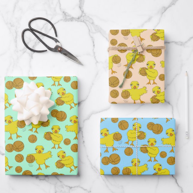 Basketball Chick Muster Wrapping Paper Sie Geschenkpapier Set (Vorderseite)