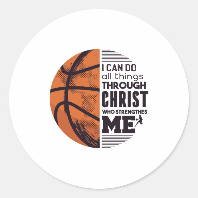 Basketball Christ Runder Aufkleber (Vorderseite)