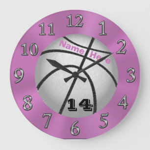Basketball Clocks with NAME and Jersey NUMBER Große Wanduhr