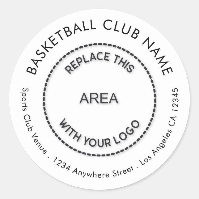 Basketball Club Benutzerdefinierte Logo-Rücksendea Runder Aufkleber (Vorderseite)