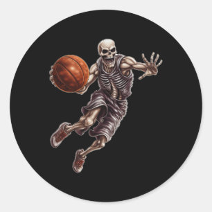 Basketball Cool Witziges Halloween 1 Runder Aufkleber