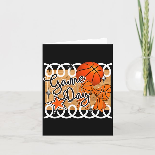 Basketball Coquette Bow Game Day Women Girl  Karte (Vorderseite)