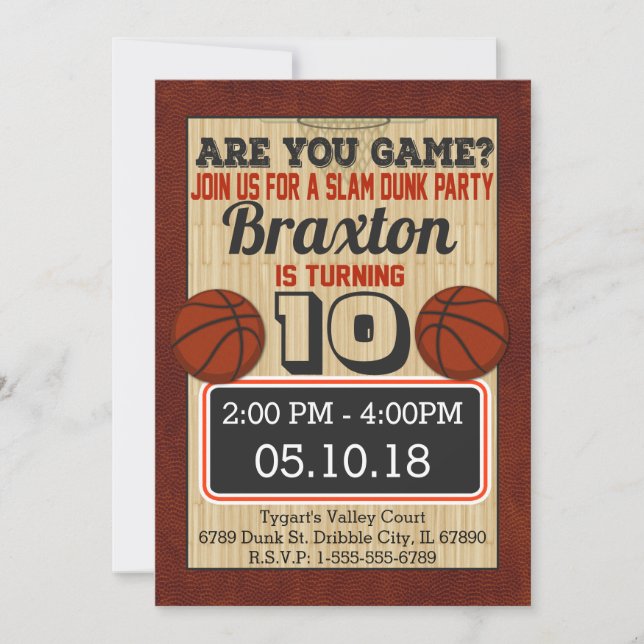 Basketball Court Boys Anniversaire Fête Invitation (Devant)
