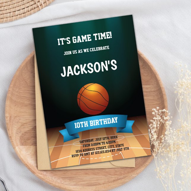 Basketball Court Floor Geburtstag Einladung (Basketball Floor Birthday Invitations)