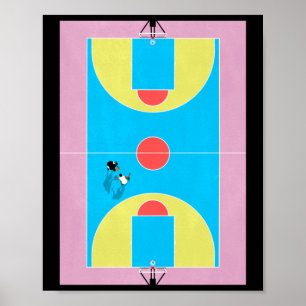 Basketball Court Pastellfarben Poster