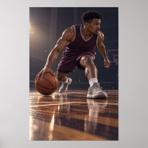 Basketball-Crossover-Dribbel – Dynamischer Indoor- Poster