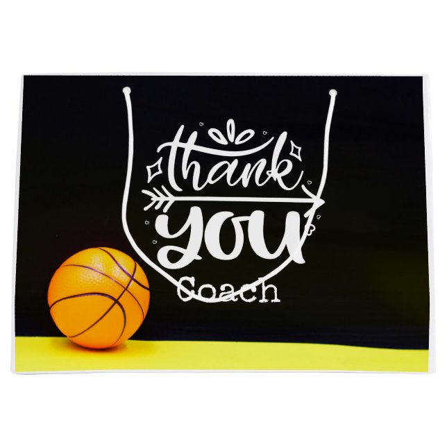 Basketball Dankeschön Coach Große Geschenktüte (Vorderseite)