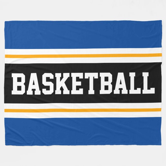 BASKETBALL Deep Blue Black Yellow Racing Stripes Fleecedecke (Vorderseite (Horizontal))