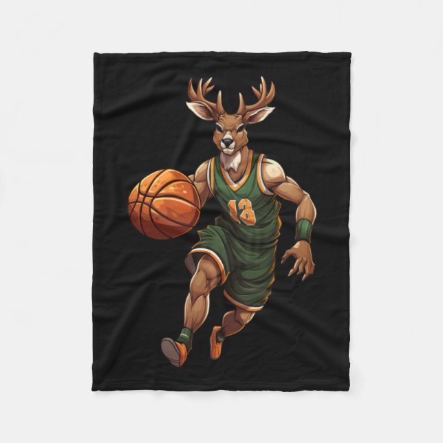 Basketball Deer Fleecedecke (Vorderseite)