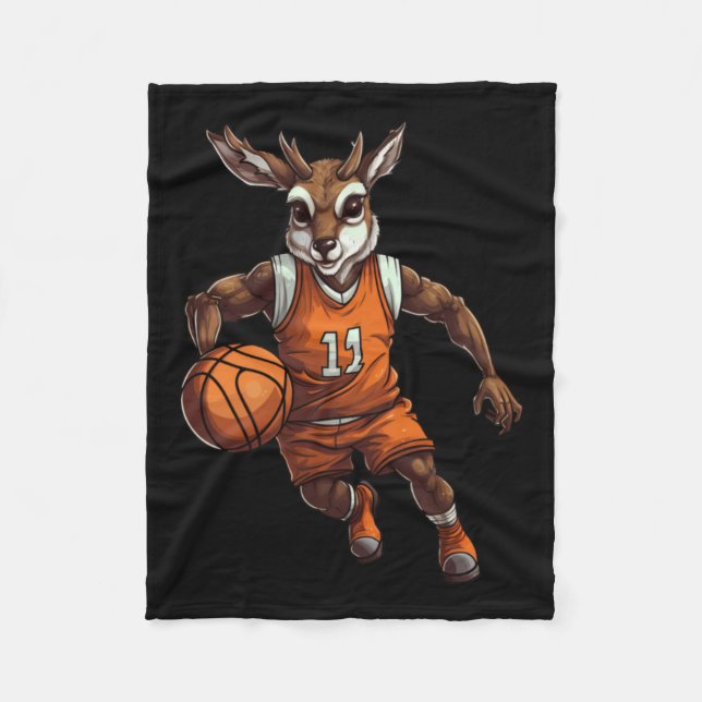 Basketball Deer Fleecedecke (Vorderseite)