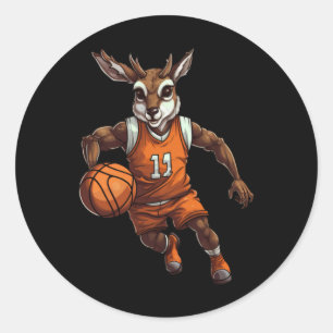 Basketball Deer Runder Aufkleber