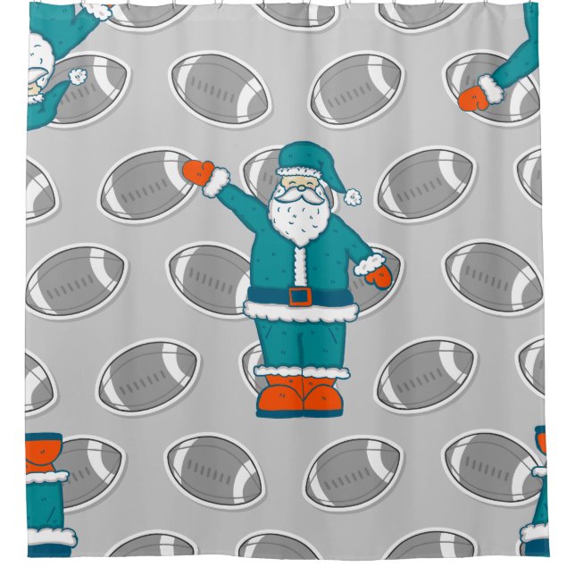 Basketball der aquamarinen Orangen-Weihnachtsmanns Duschvorhang (Vorderseite)