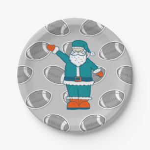 Basketball der aquamarinen Orangen-Weihnachtsmanns Pappteller
