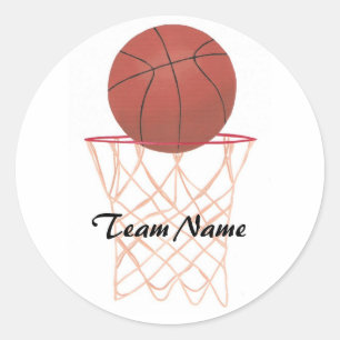 Basketball, der den Korb, Teamnamensaufkleber Runder Aufkleber