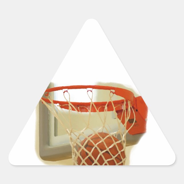Basketball, der durch Schlupfwinkel fällt Dreieckiger Aufkleber (Vorderseite)