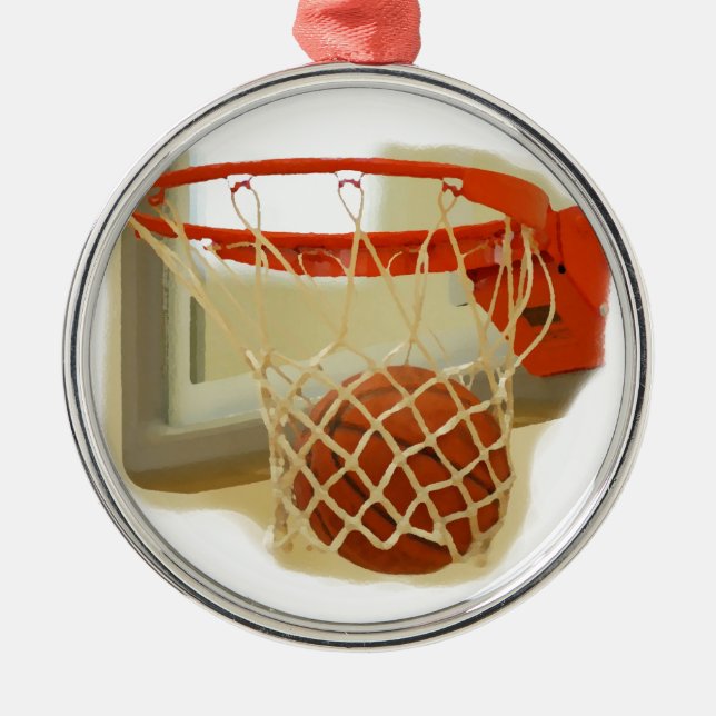 Basketball, der durch Schlupfwinkel fällt Ornament Aus Metall (Vorne)