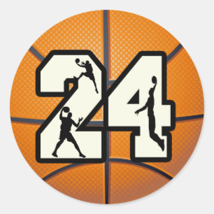 Basketball der Nr.-24 Runder Aufkleber